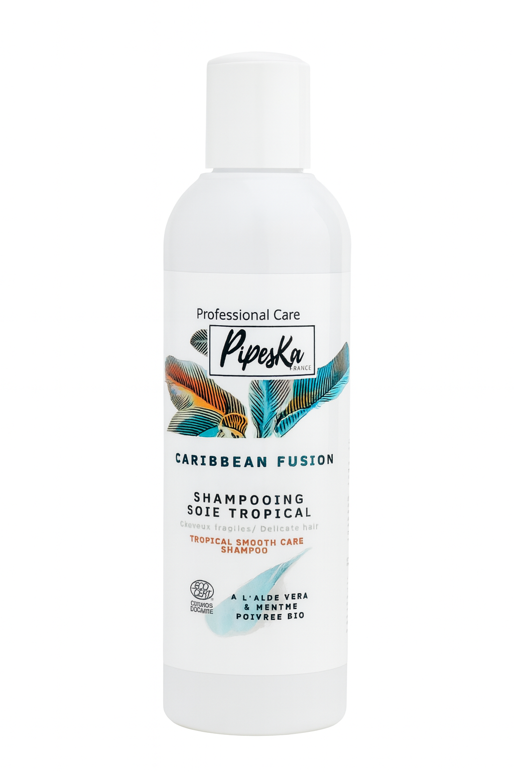 Pipeska Caribbean Fusion – Shampooing Soie Tropical Bio COSMOS Organic – Cheveux Fragiles 250 ml - Imagen 2